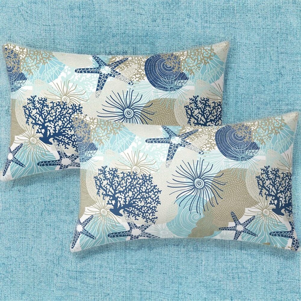 Lumbar Beach Pillow Covers Nautical Coastal Decor Decorative Soft Throw Cases
